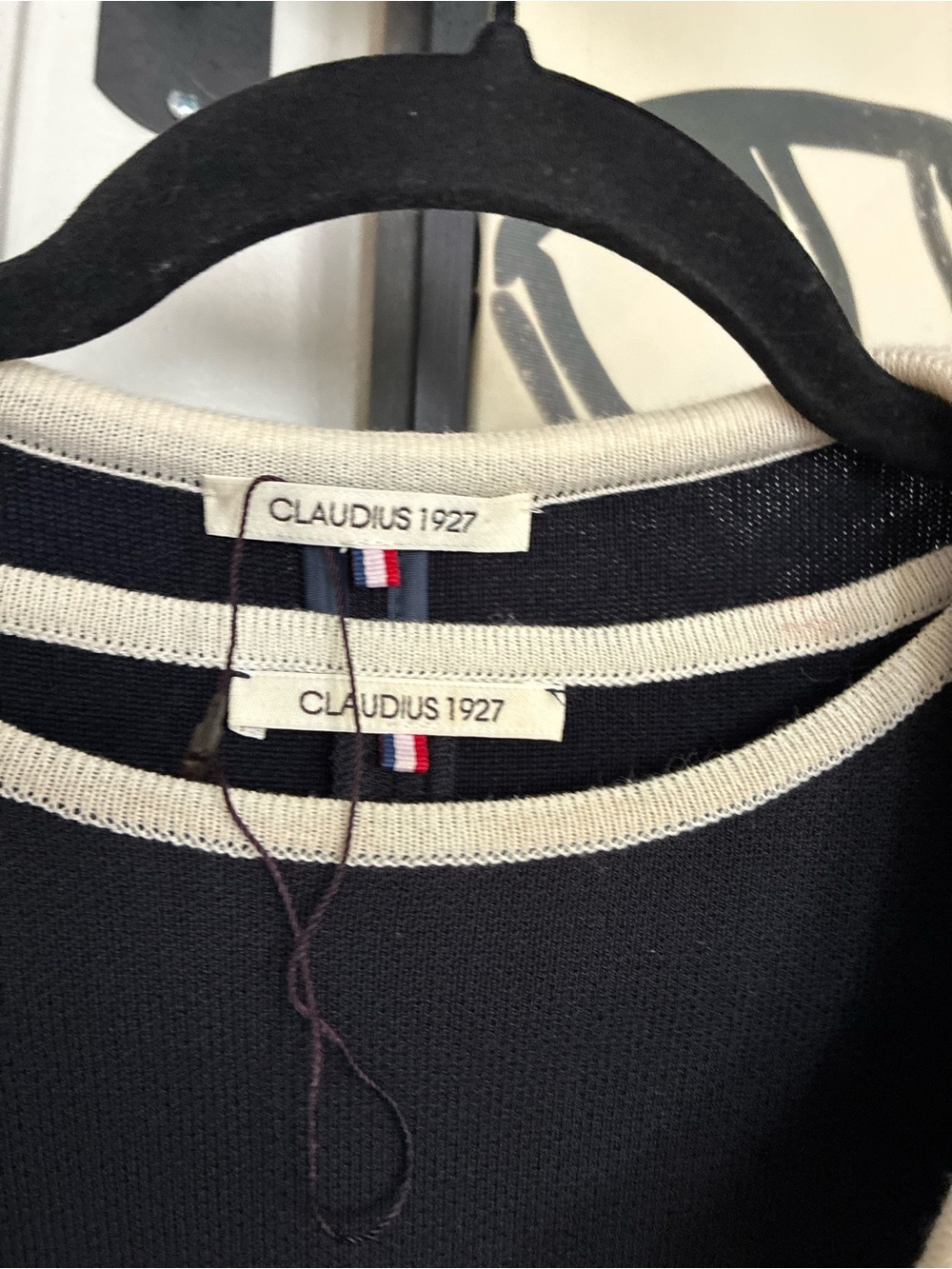Claudius 1927 Navy Knit Longline Cardigan And Matching Dress With Cream Trim View 2